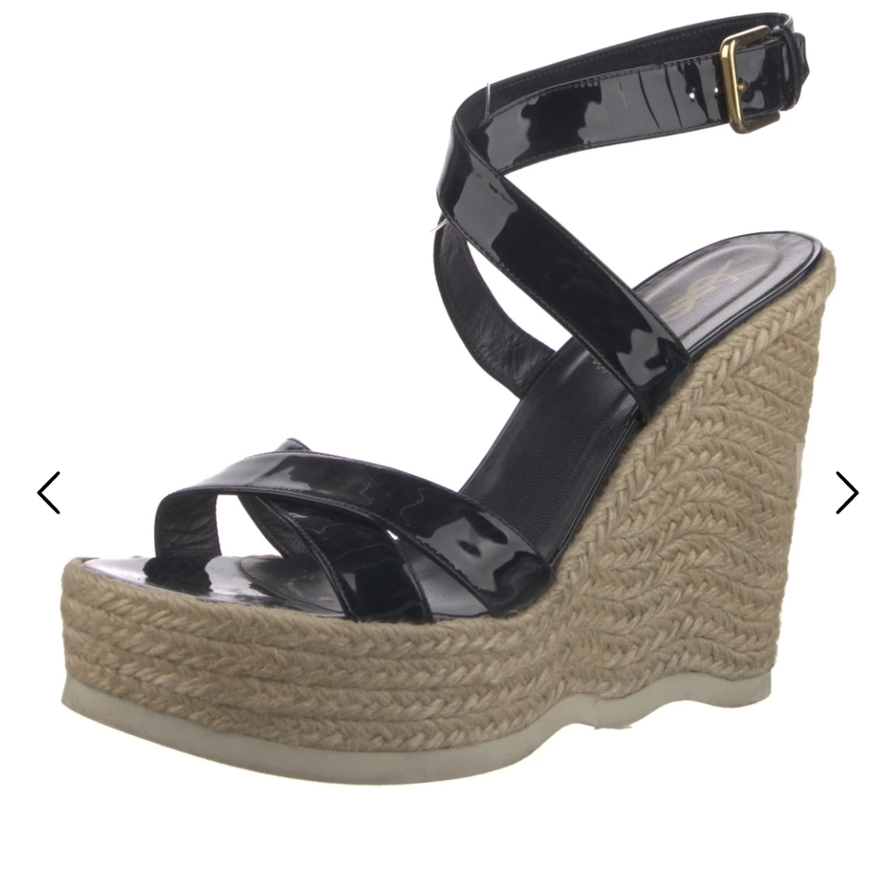 Yves Saint Laurent NAVY Patent Wedges